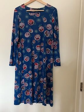 Gudrun Sjoden Blue Floral Relaxed Fit Lycocell Midi Dress M